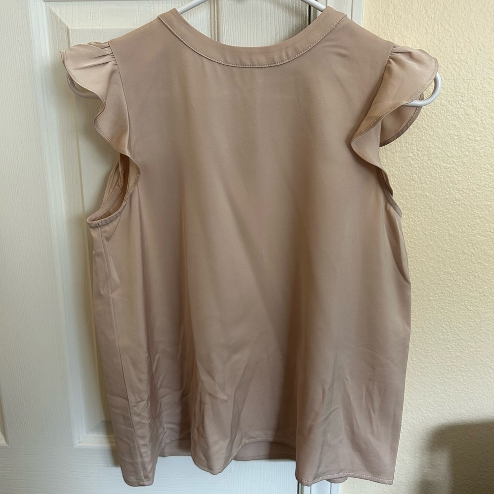 Tan Ruffled Sleeve Blouse